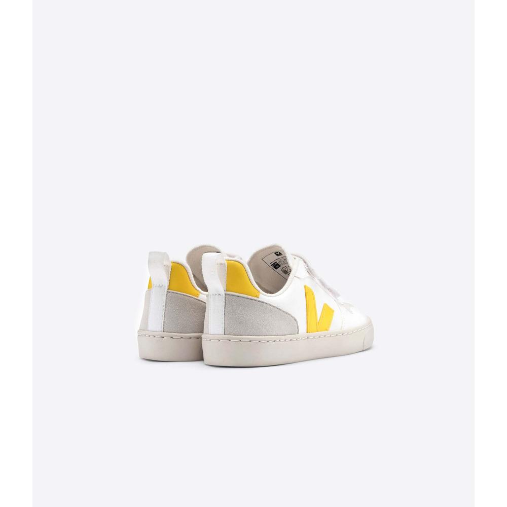 Kids' Veja V-10 STRAPS CWL Shoes White/Orange | ZA 802JPQ